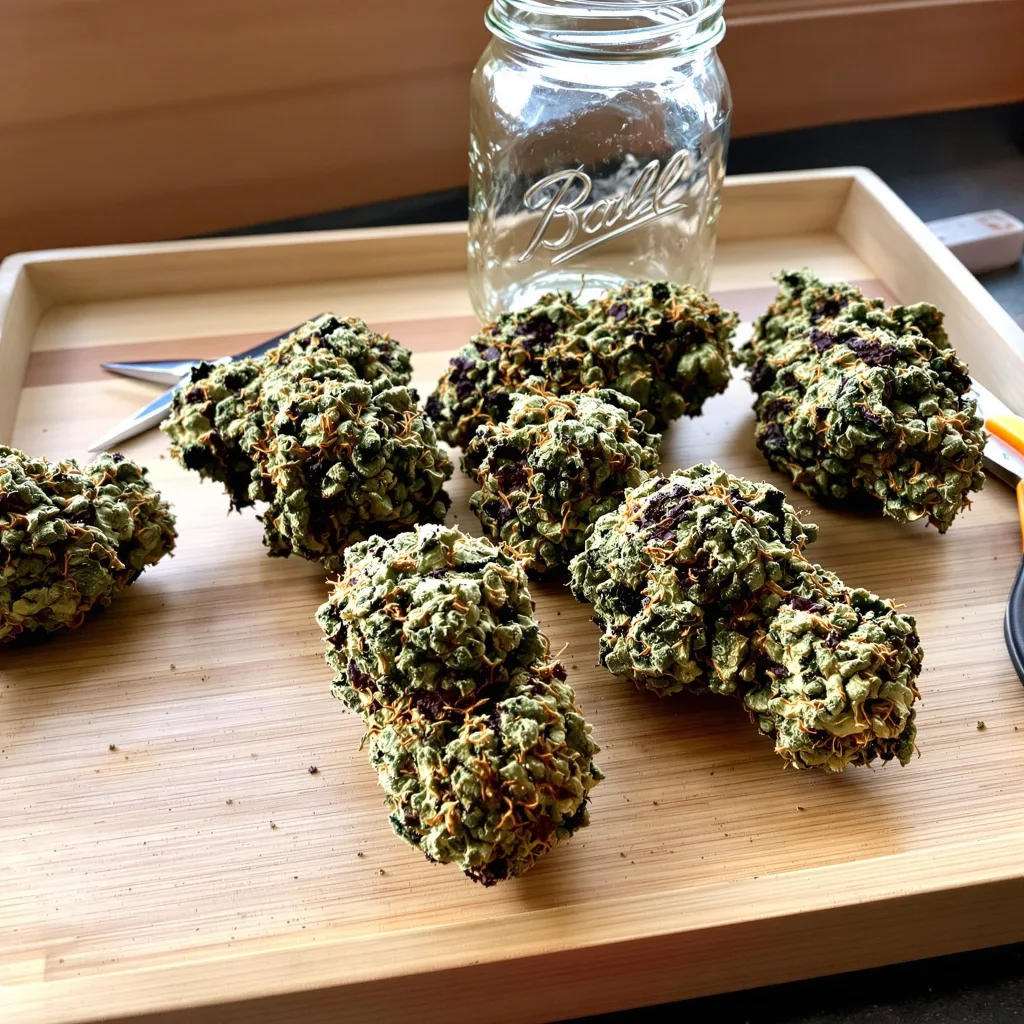 Triangle Kush 70% indica / 20% sativa — fleur avec trichomes visibles