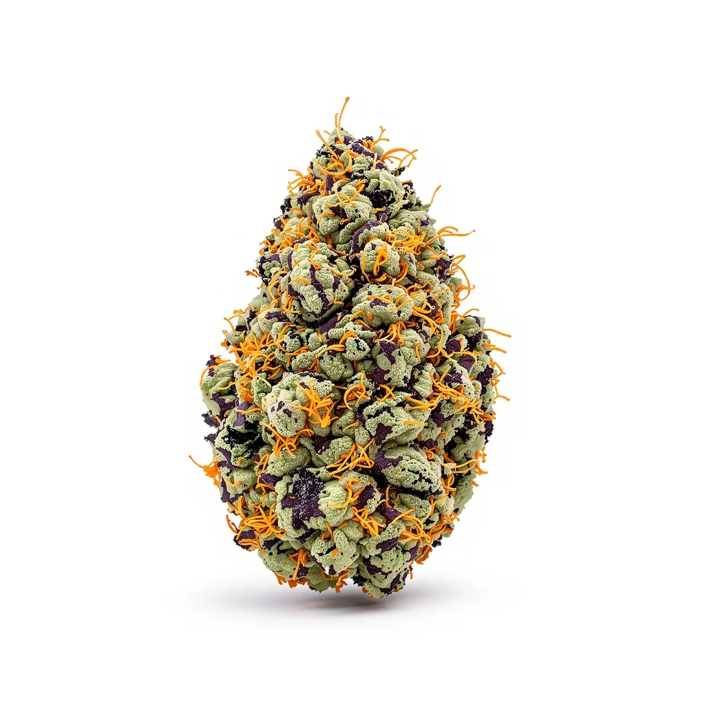 Triangle Kush 70% indica / 20% sativa — fleur avec trichomes visibles