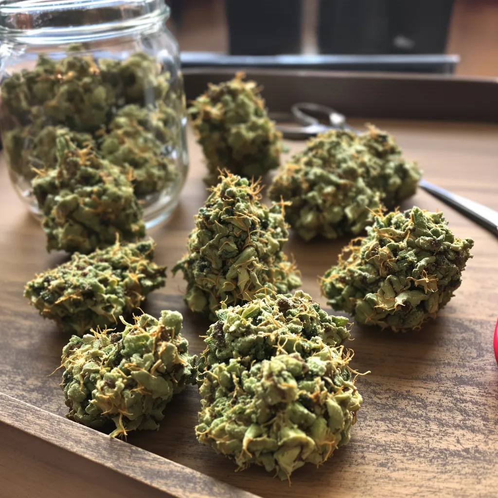 Trinity 25% indica / 75% sativa — fleur avec trichomes visibles