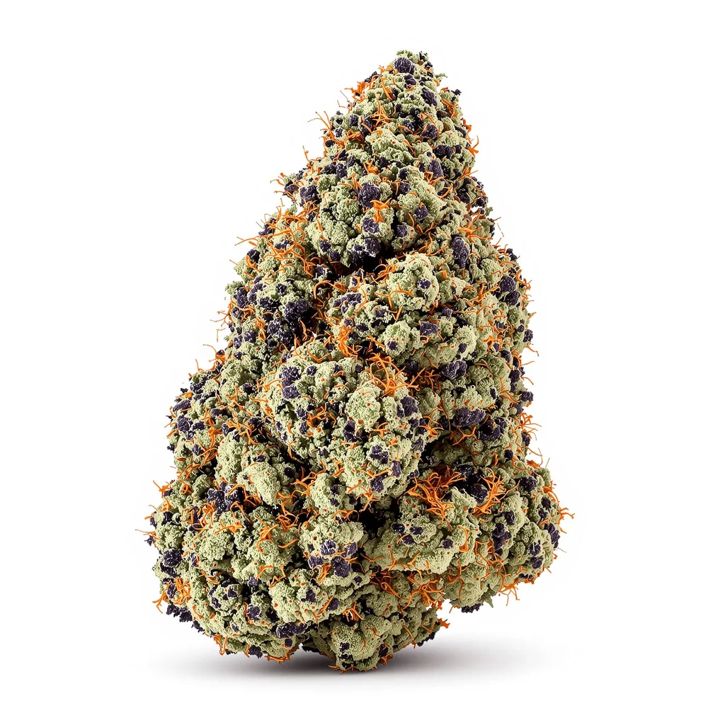 Triple Cheese 70% indica / 30% sativa — fleur avec trichomes visibles
