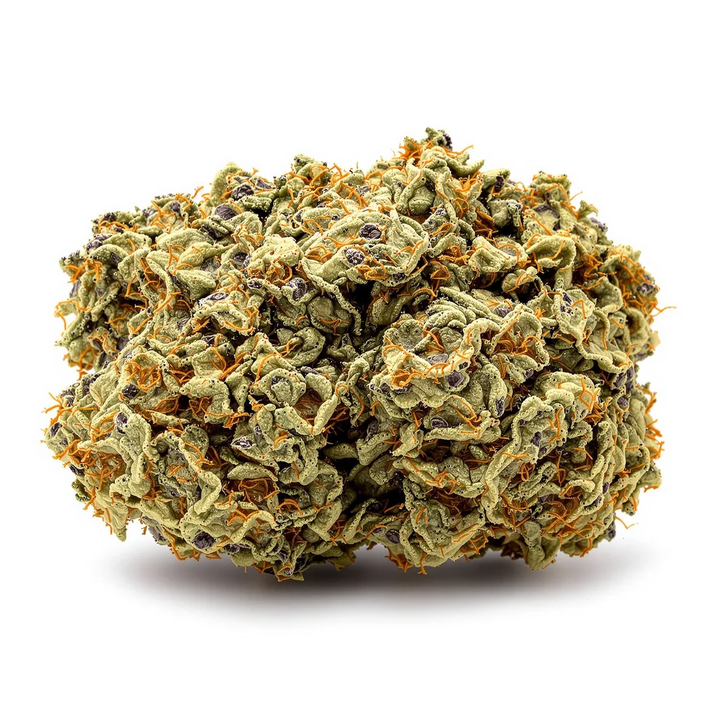 Tropicana Cookies Purple 76% indica / 24% sativa — fleur avec trichomes visibles