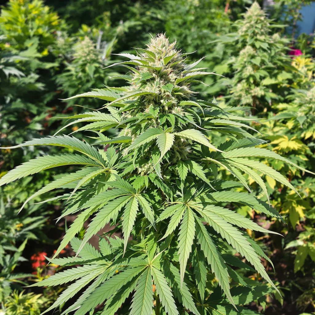True OG 75% indica / 25% sativa — fleur avec trichomes visibles