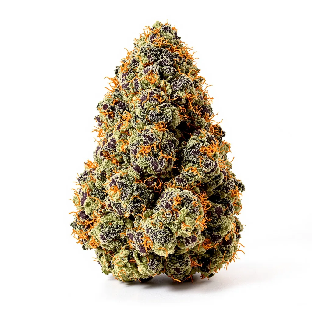 Tuna Kush 70% indica / 30% sativa — fleur avec trichomes visibles