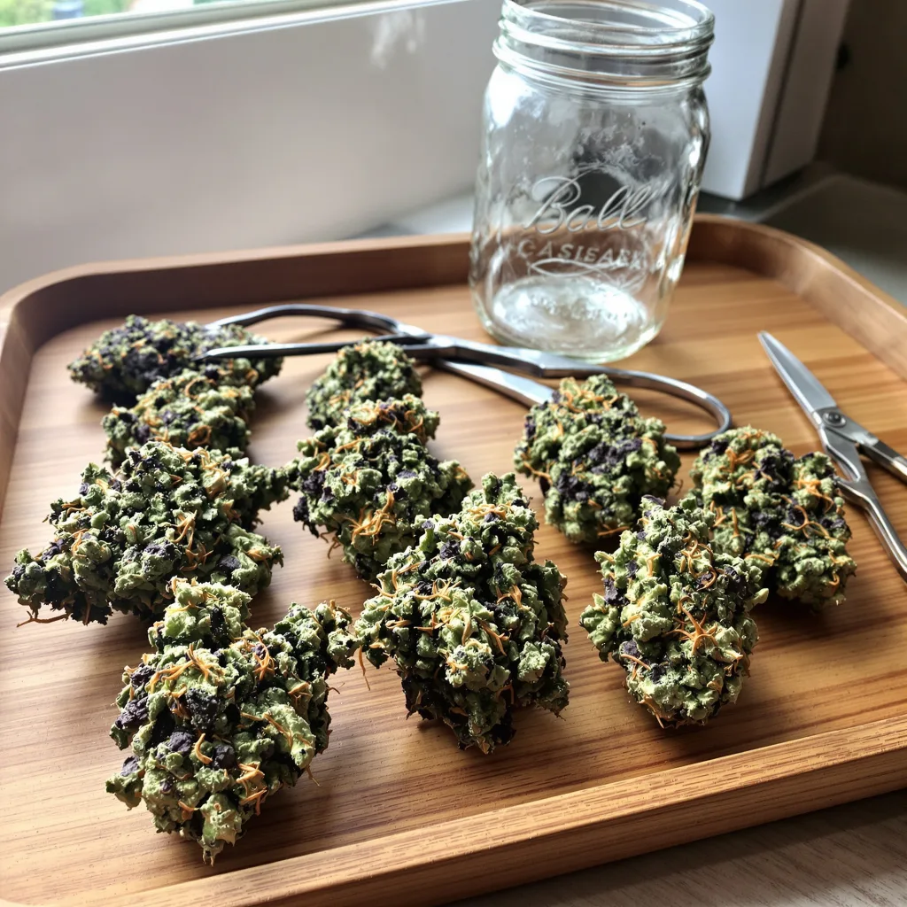 Tuna Kush 70% indica / 30% sativa — fleur avec trichomes visibles