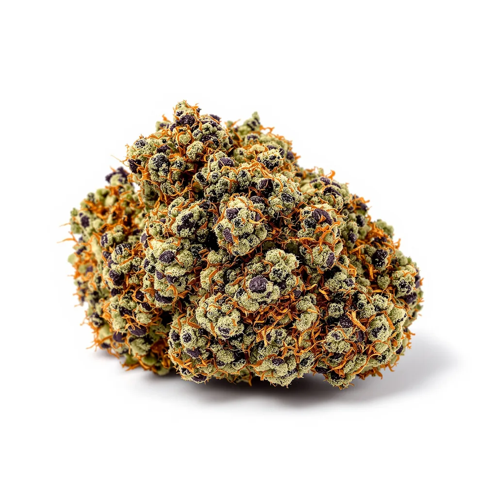 Tuna Kush 70% indica / 30% sativa — fleur avec trichomes visibles