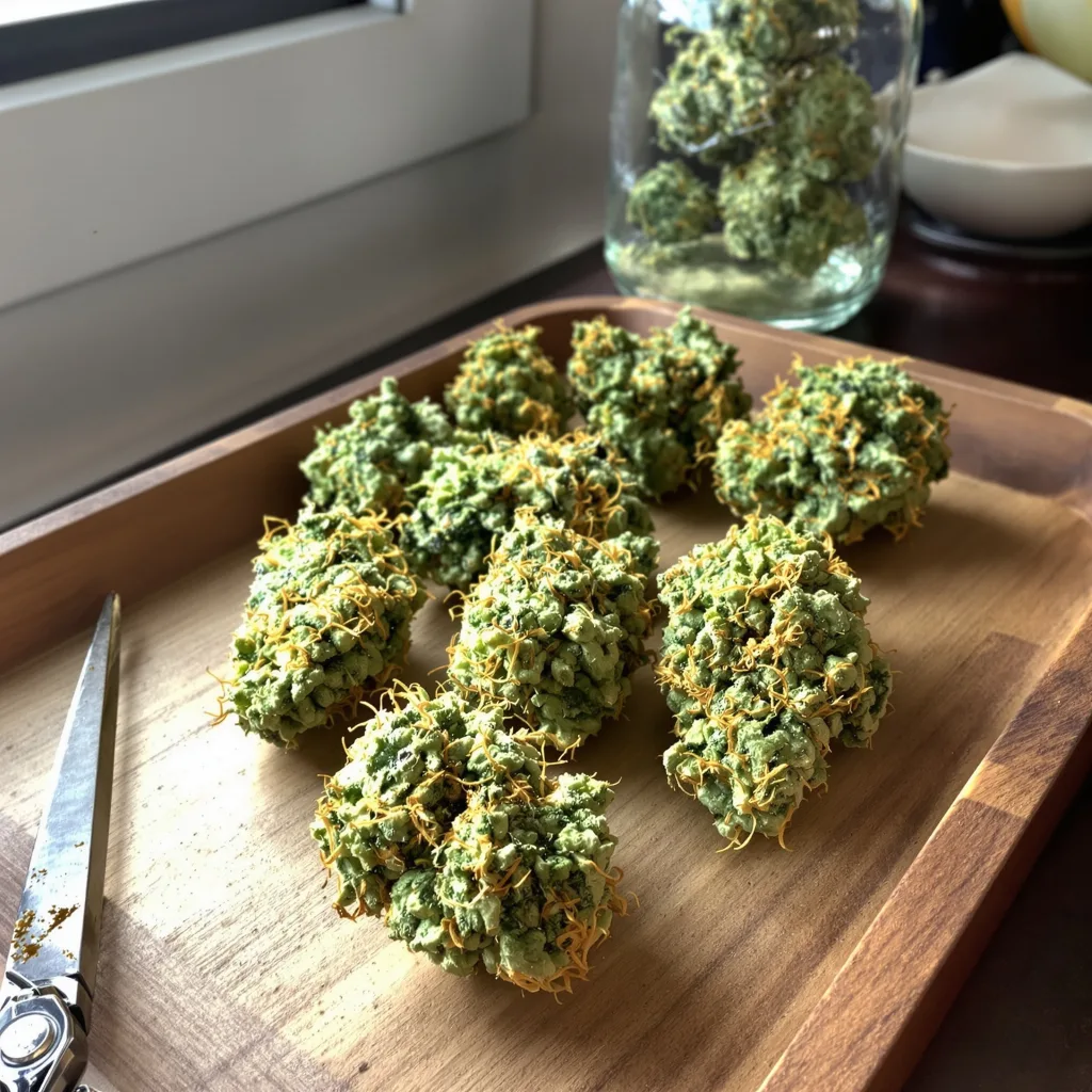 Turbo Mind Warp 20% indica / 80% sativa — fleur avec trichomes visibles
