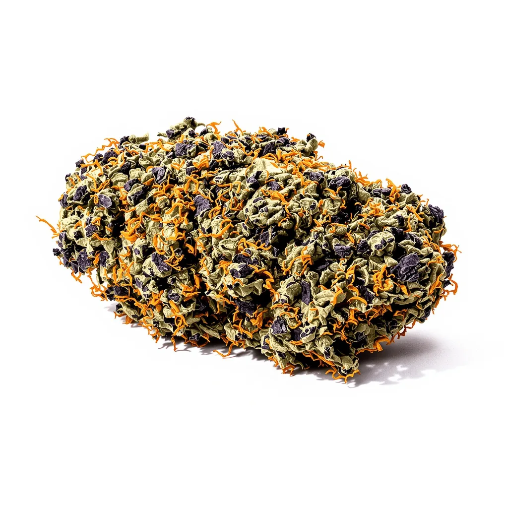 Tyson 85% indica / 15% sativa — fleur avec trichomes visibles