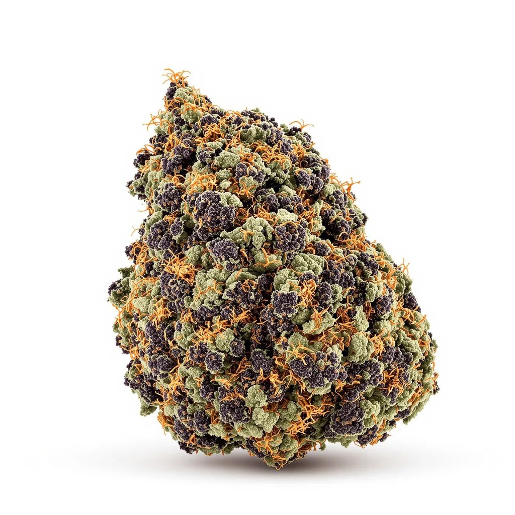 UW 80% indica / 20% sativa — fleur avec trichomes visibles