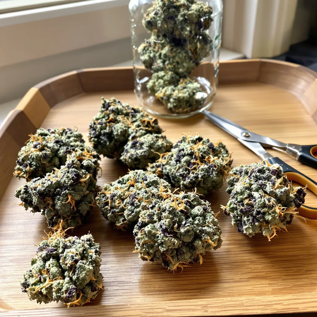 Valley Ghash 42% indica / 58% sativa — fleur avec trichomes visibles