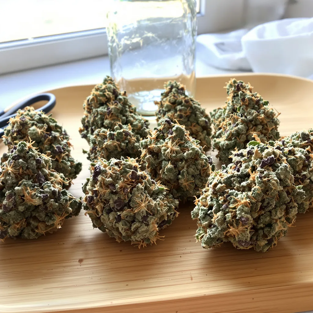 Venom OG 50% indica / 50% sativa — fleur avec trichomes visibles