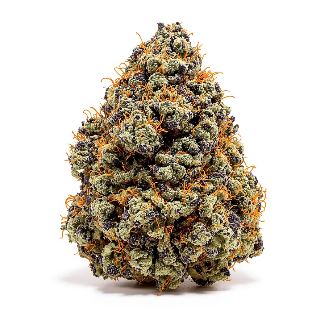 Violator Kush 70% indica / 20% sativa — fleur avec trichomes visibles