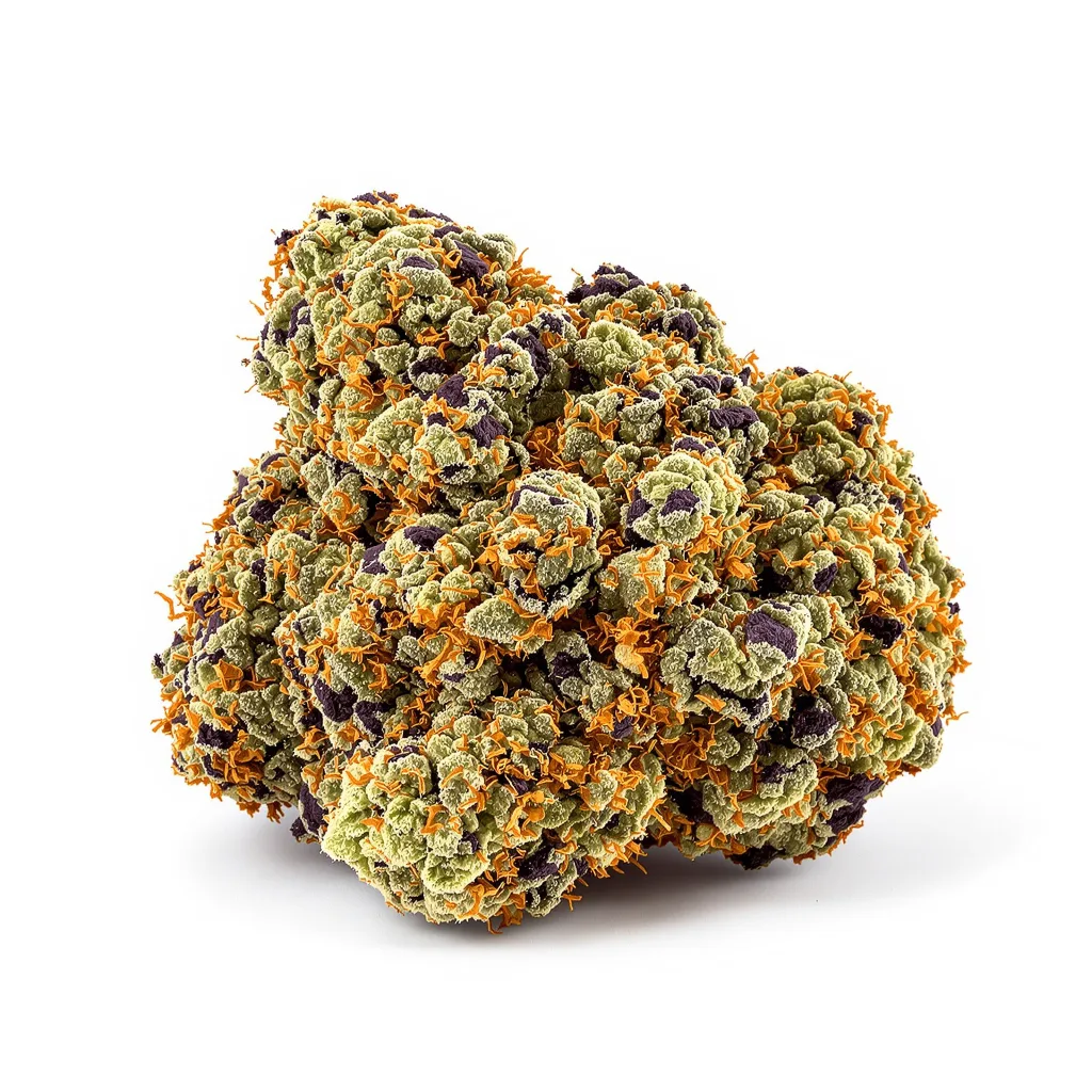 Watermelon Bubblegum 70% indica / 30% sativa — fleur avec trichomes visibles