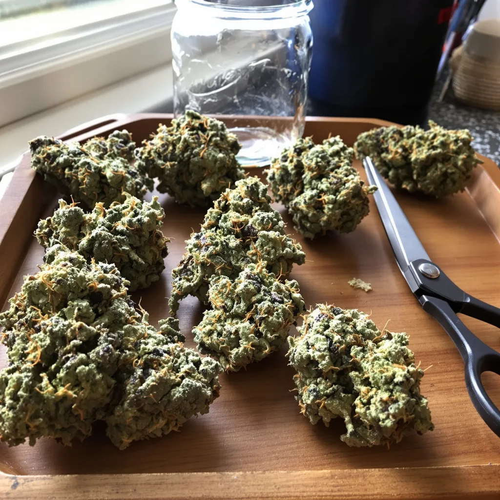 Wedding Cake 60% indica / 40% sativa — fleur avec trichomes visibles