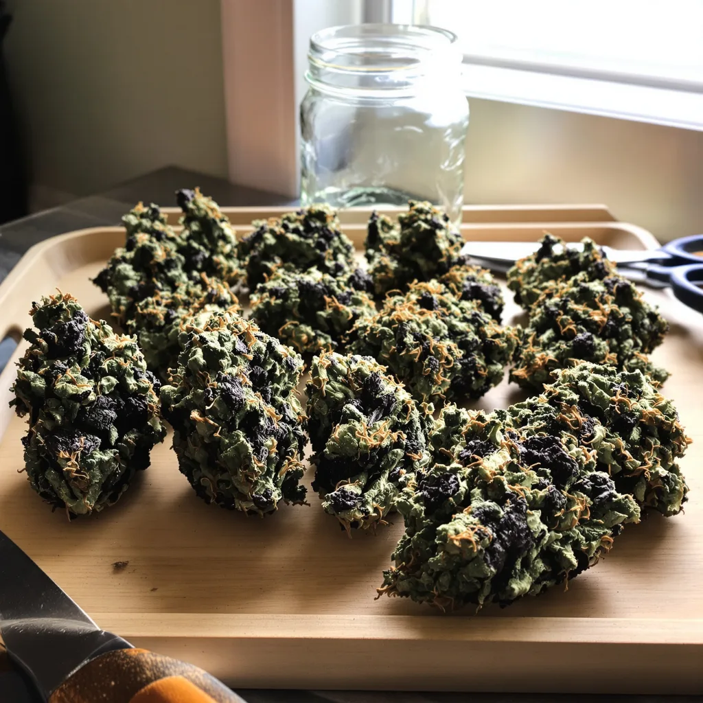 West OG 83% indica / 17% sativa — fleur avec trichomes visibles