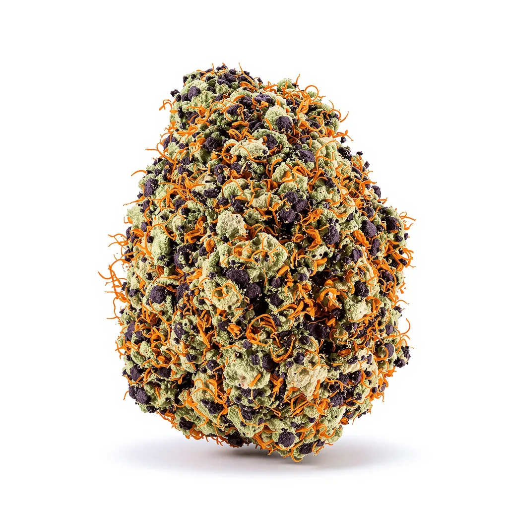Whitaker Blues 77% indica / 23% sativa — fleur avec trichomes visibles