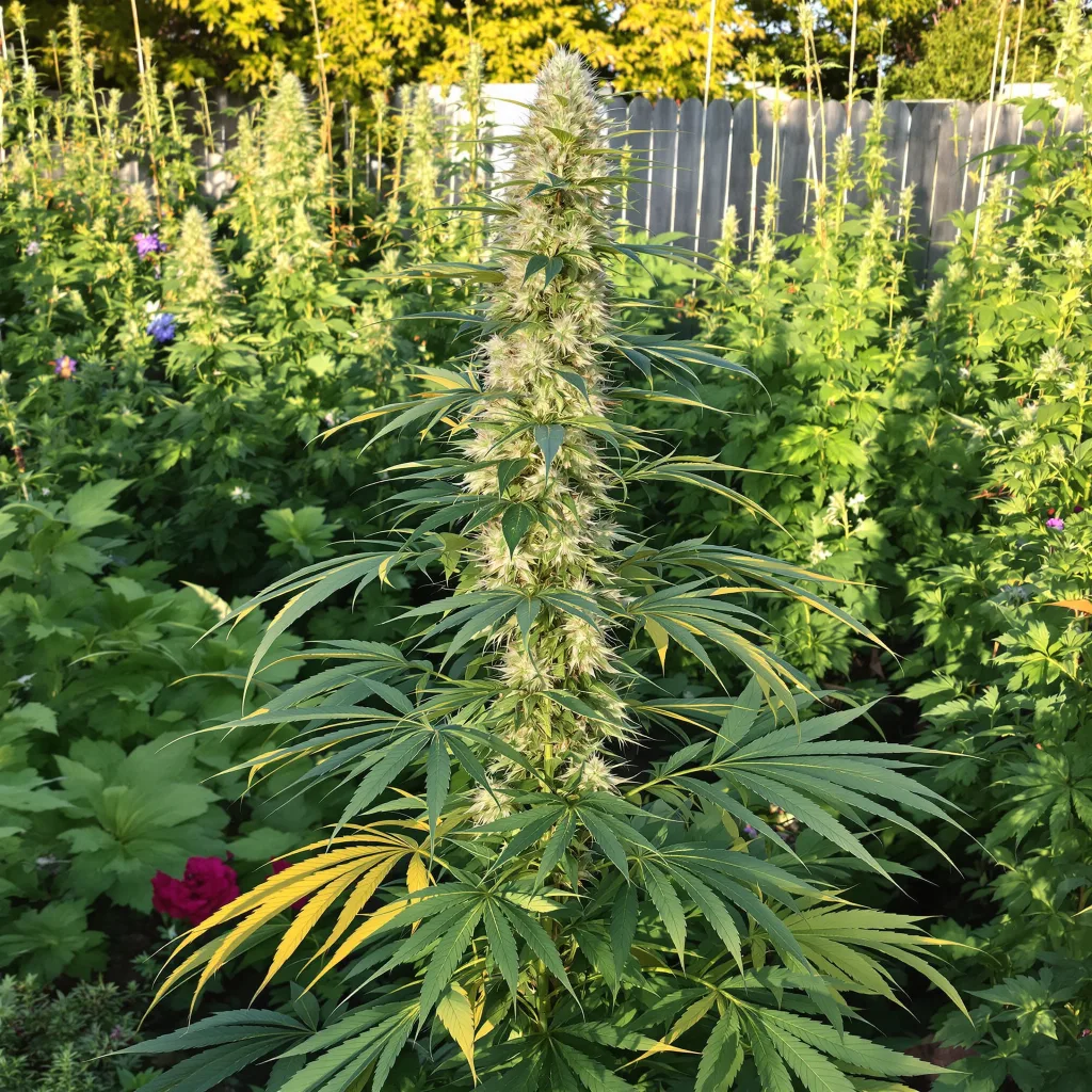 White Buffalo 20% indica / 70% sativa — fleur avec trichomes visibles