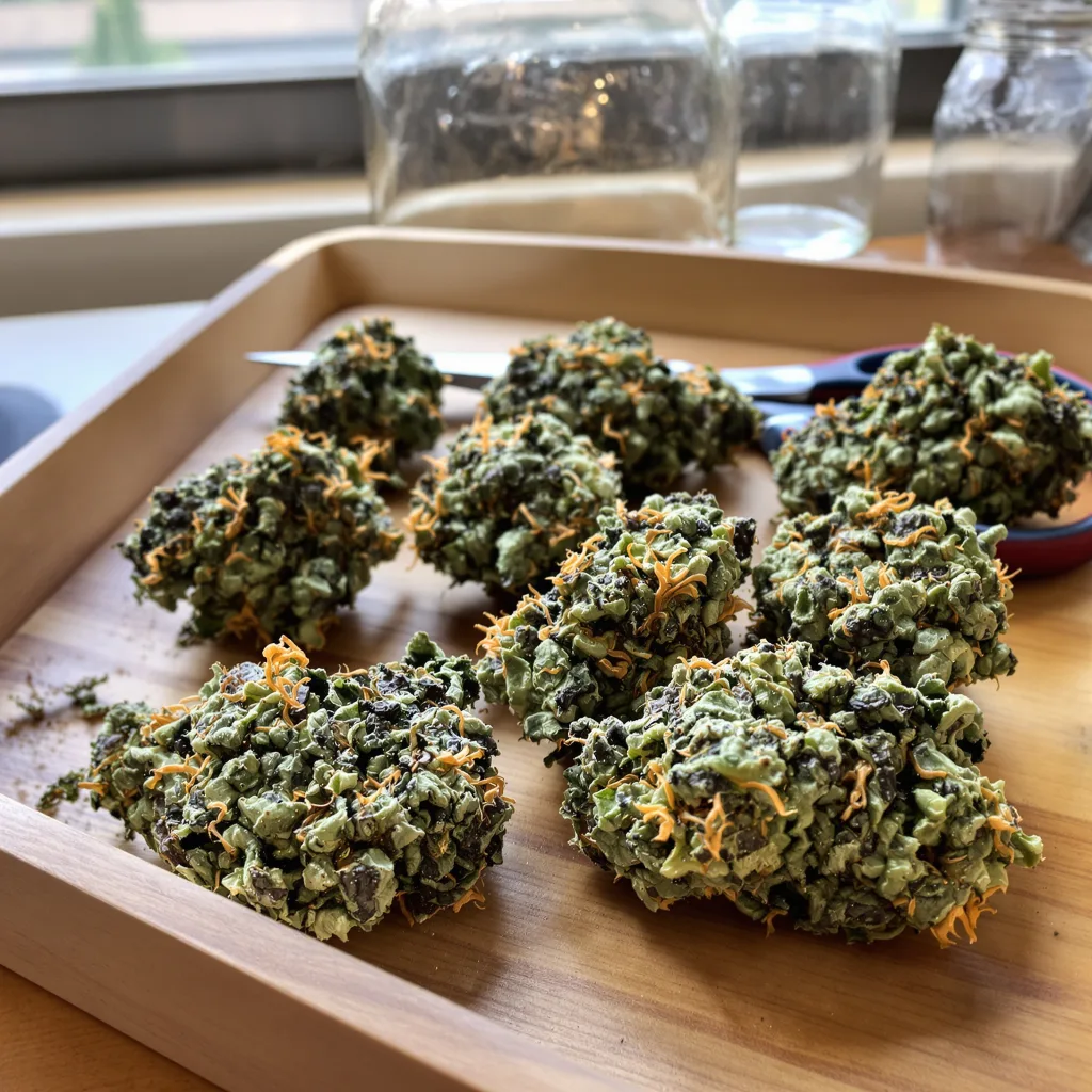 White Empress 76% indica / 24% sativa — fleur avec trichomes visibles
