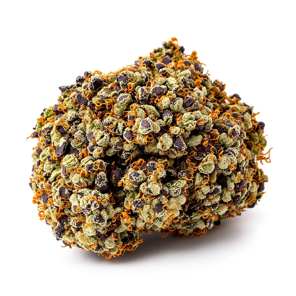 White Empress 76% indica / 24% sativa — fleur avec trichomes visibles