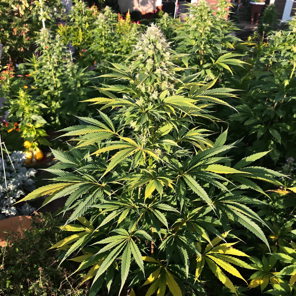 White Fire 43 77% indica / 23% sativa — fleur avec trichomes visibles
