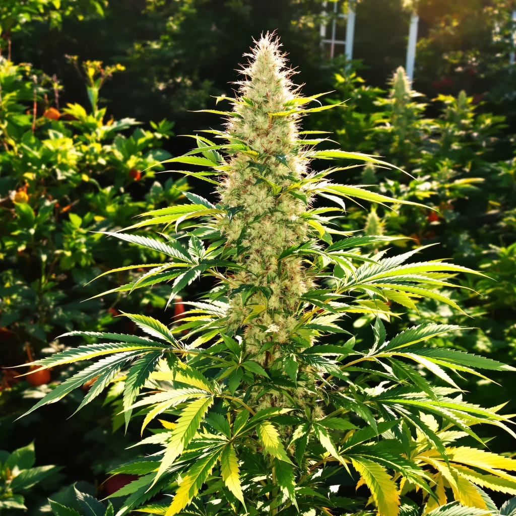 White Fire OG 60% indica / 40% sativa — fleur avec trichomes visibles