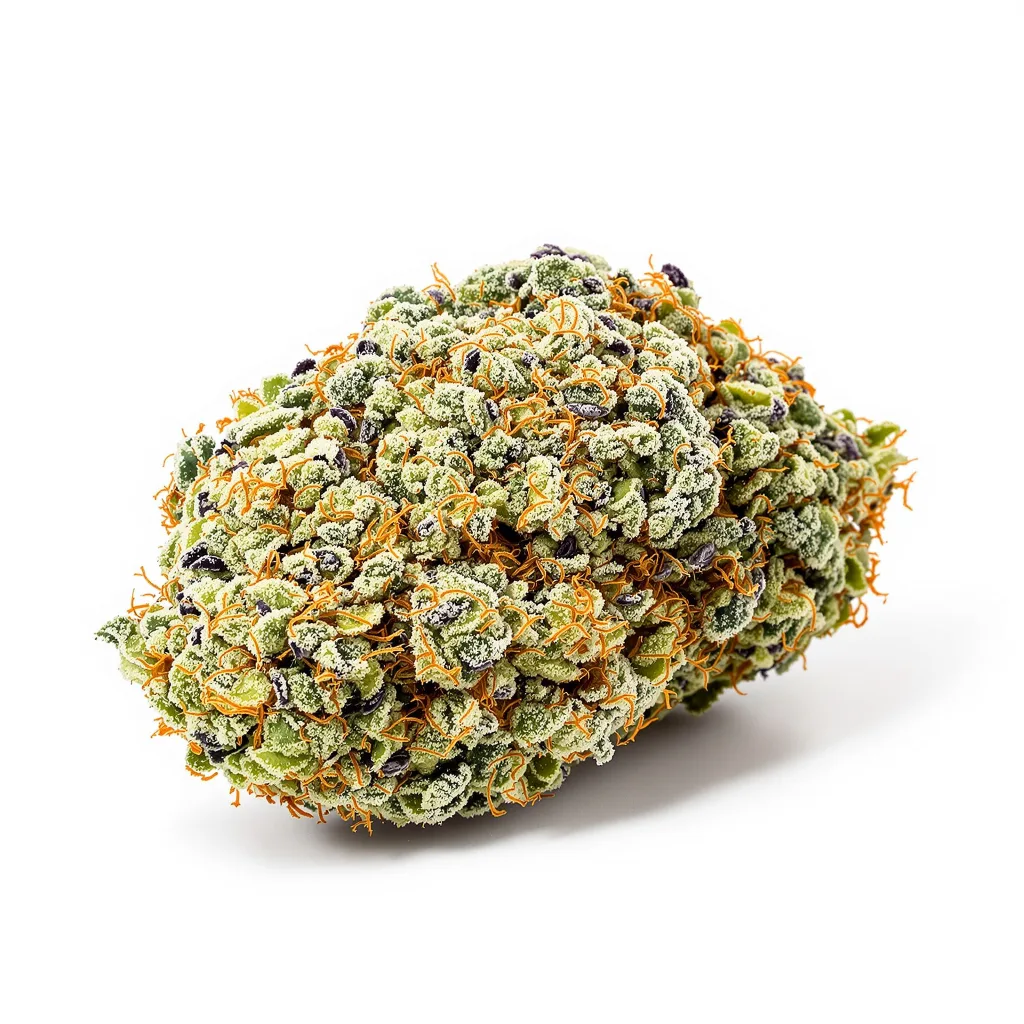 White Gold 60% indica / 30% sativa — fleur avec trichomes visibles