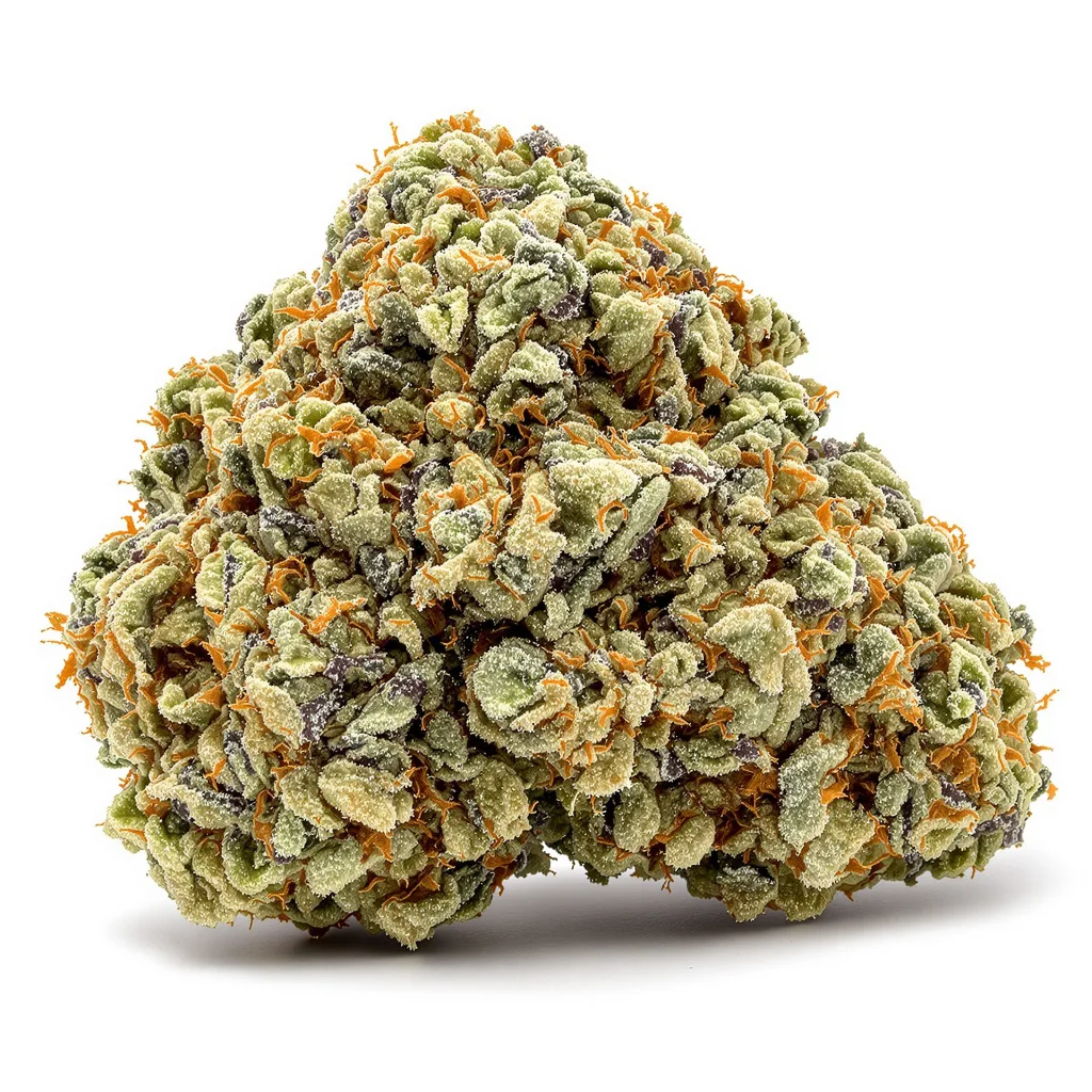 White Gold 60% indica / 30% sativa — fleur avec trichomes visibles