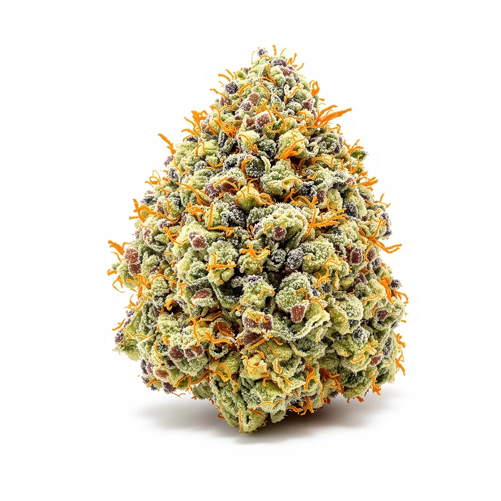 White Kush 64% indica / 36% sativa — fleur avec trichomes visibles