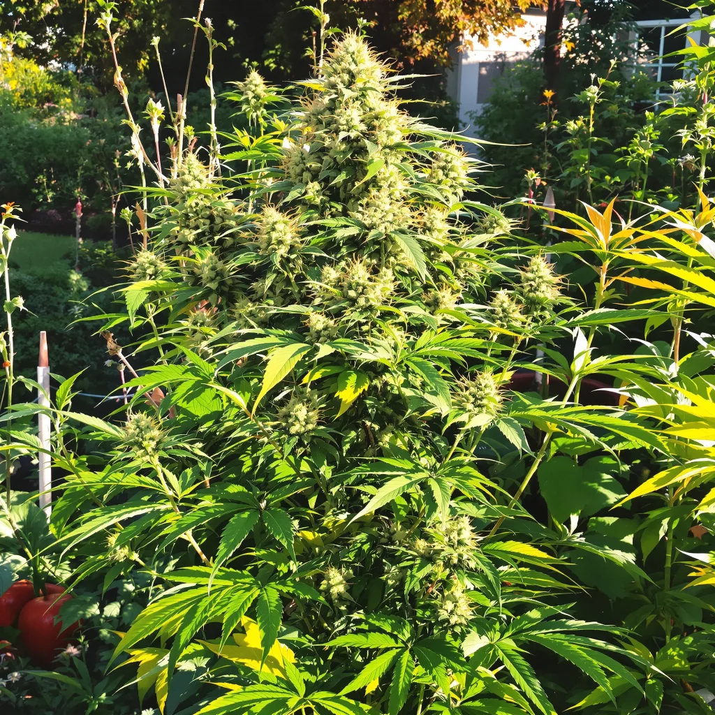 White Lightning 50% indica / 40% sativa — fleur avec trichomes visibles