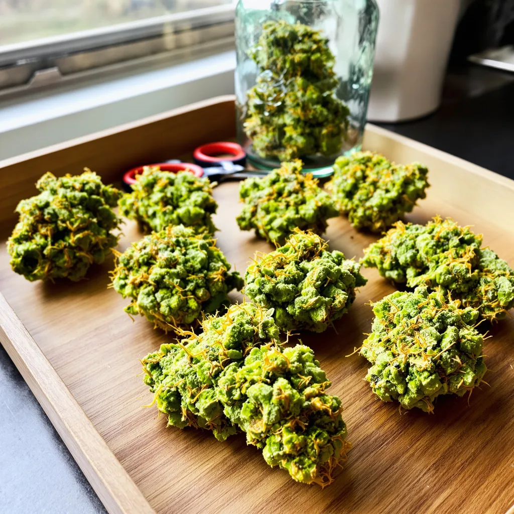White Nightmare 20% indica / 70% sativa — fleur avec trichomes visibles