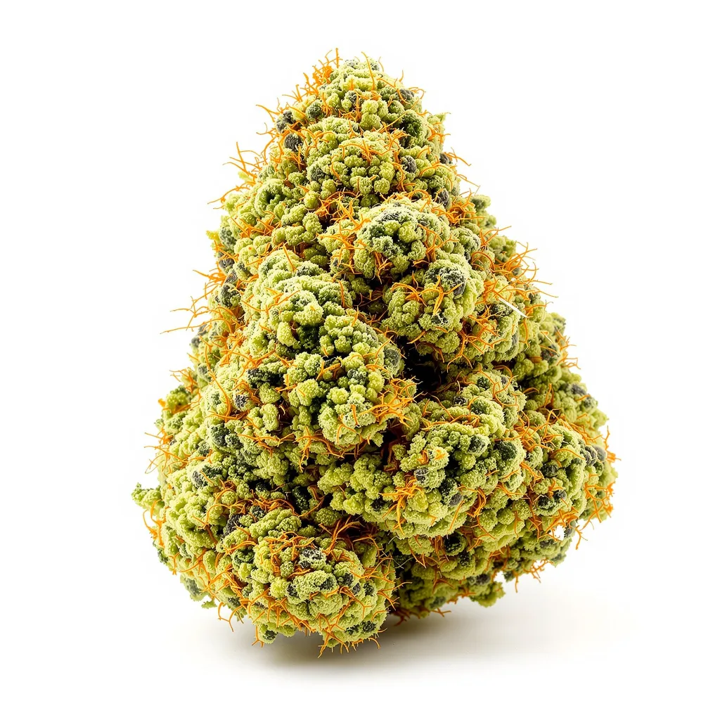 White Nightmare 20% indica / 70% sativa — fleur avec trichomes visibles