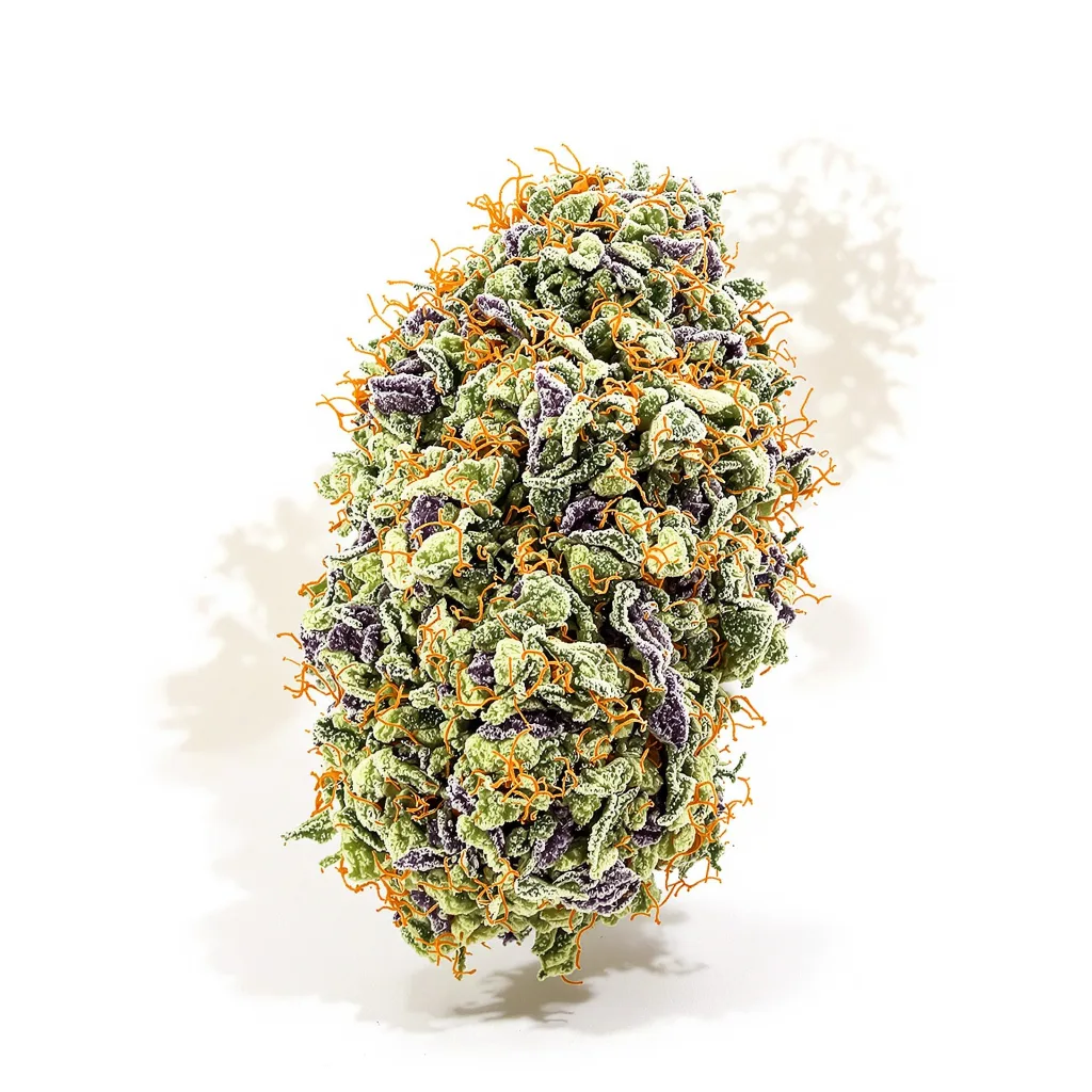 Whiteout 39% indica / 61% sativa — fleur avec trichomes visibles