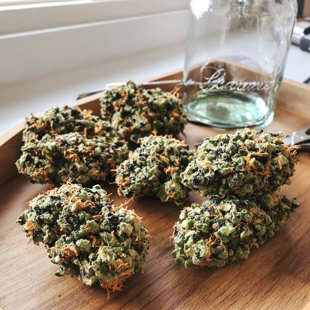 Wildberry 44% indica / 56% sativa — fleur avec trichomes visibles