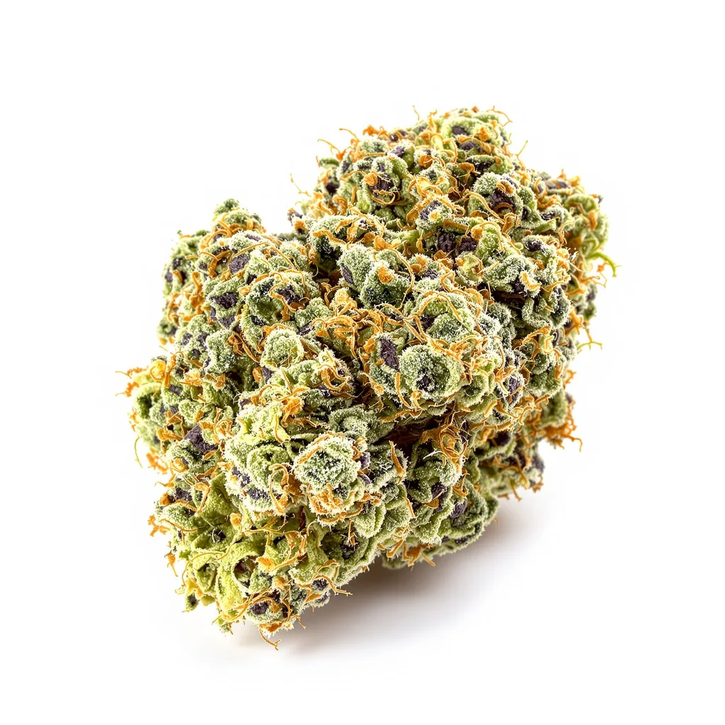 Wildberry 44% indica / 56% sativa — fleur avec trichomes visibles