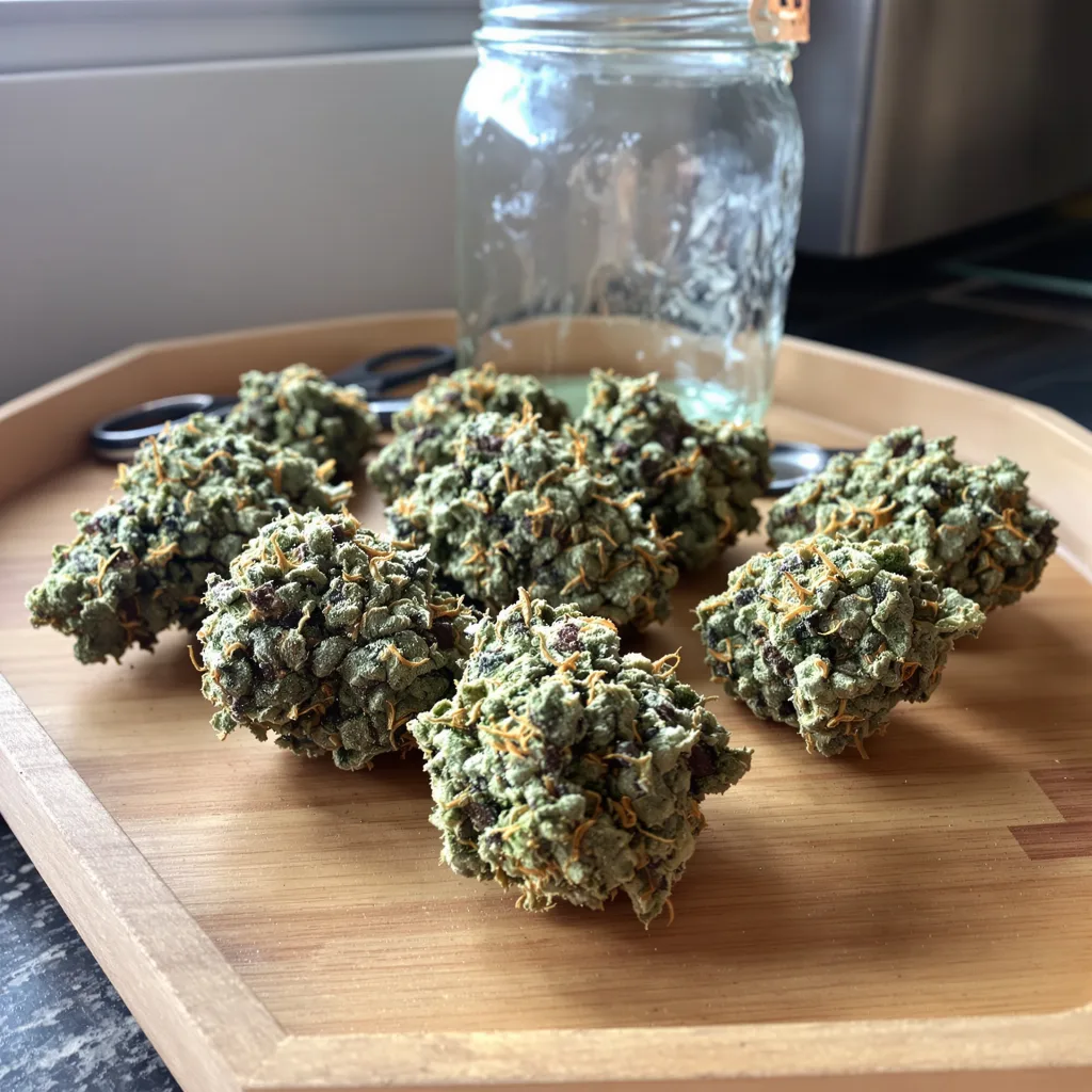 Wilson 64% indica / 36% sativa — fleur avec trichomes visibles