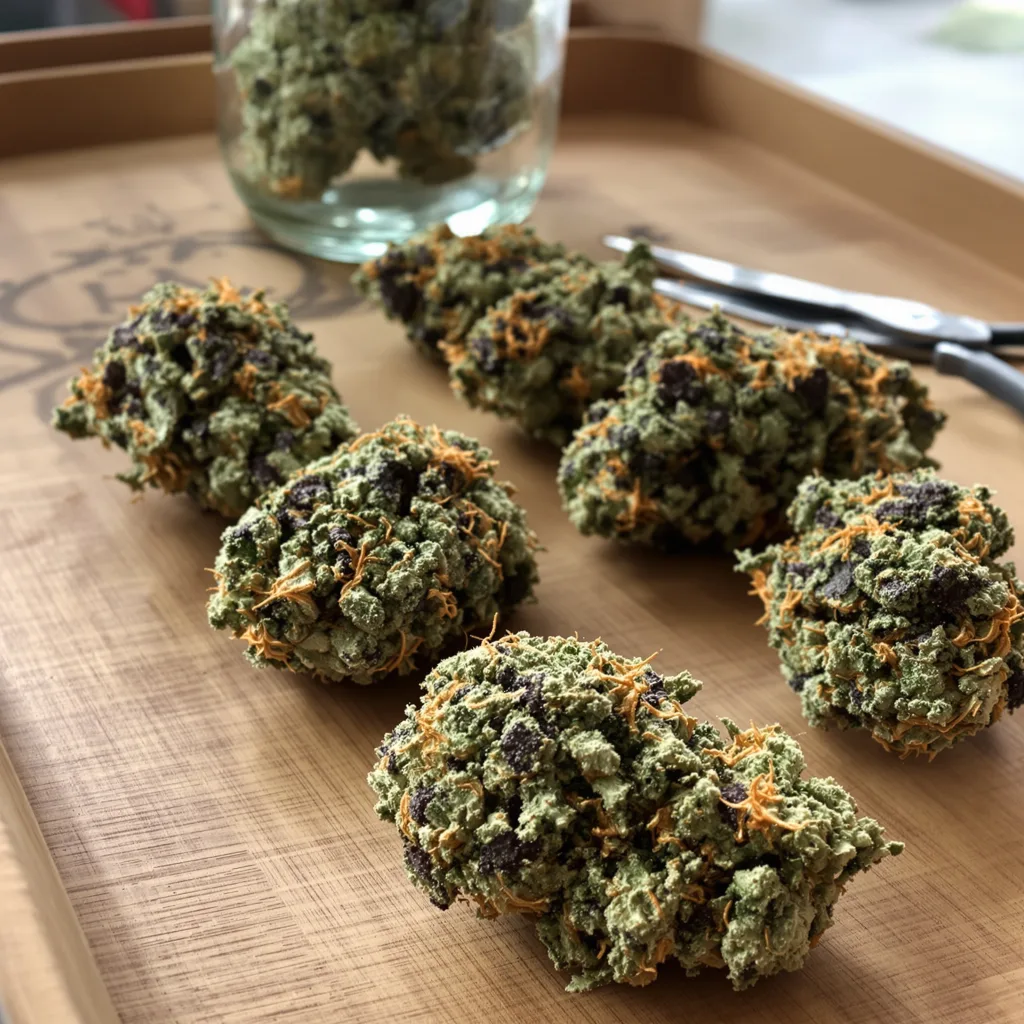 Wonder Woman 51% indica / 49% sativa — fleur avec trichomes visibles