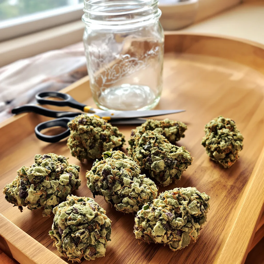 Wonder Woman 51% indica / 49% sativa — fleur avec trichomes visibles