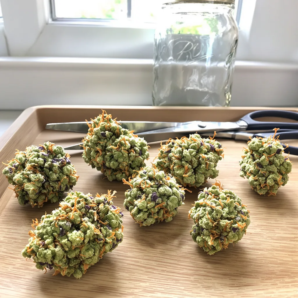 WTF 47% indica / 53% sativa — fleur avec trichomes visibles