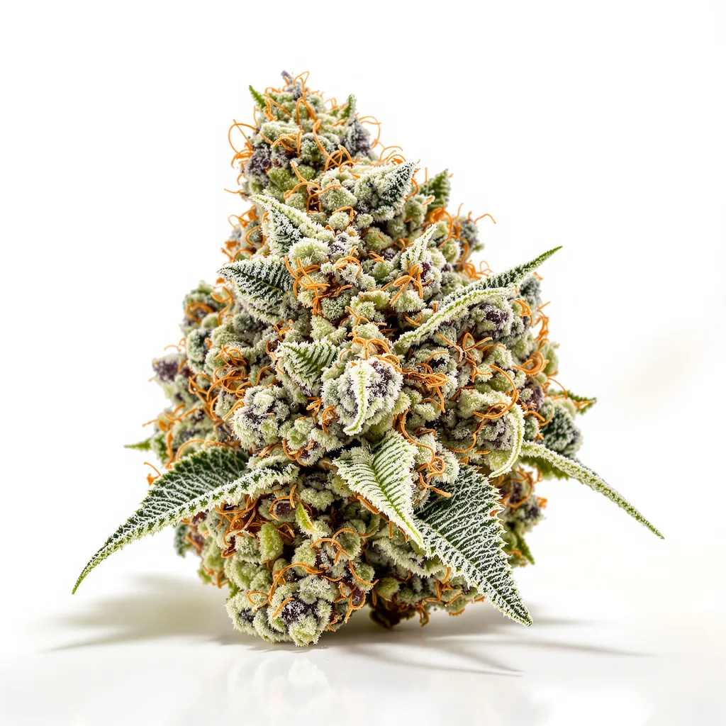 X-Files 42% indica / 58% sativa — fleur avec trichomes visibles