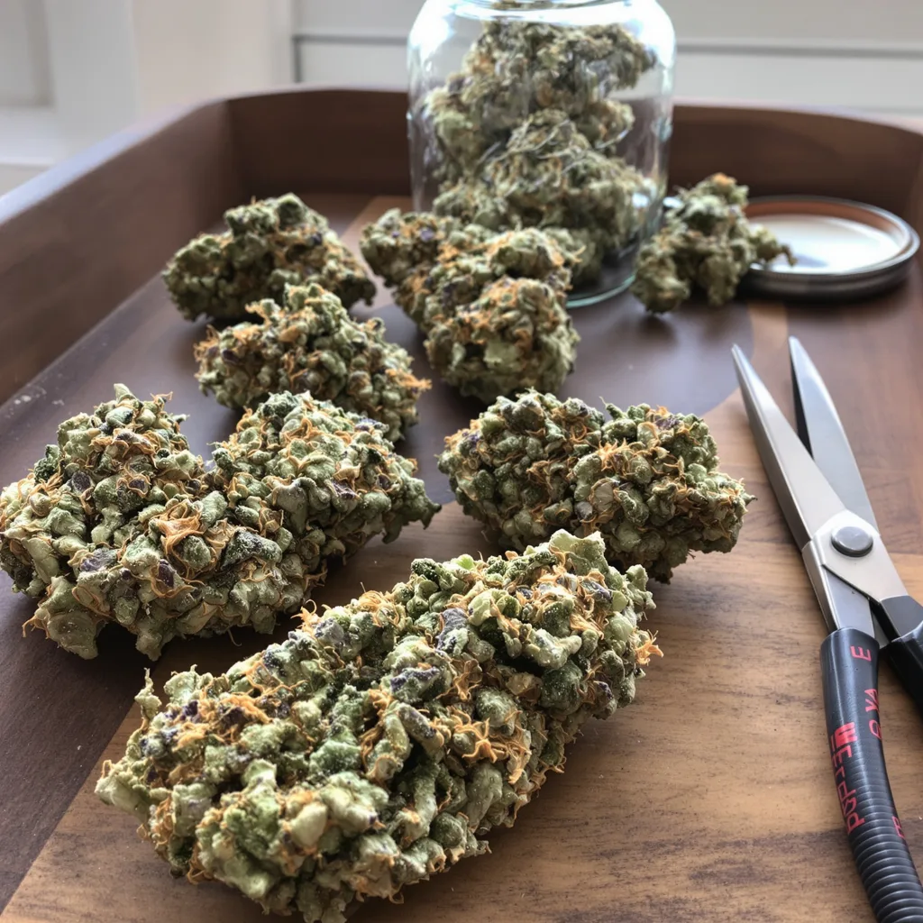 XJ-13 50% indica / 50% sativa — fleur avec trichomes visibles