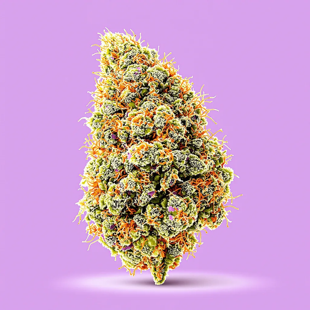XJ-13 50% indica / 50% sativa — fleur avec trichomes visibles