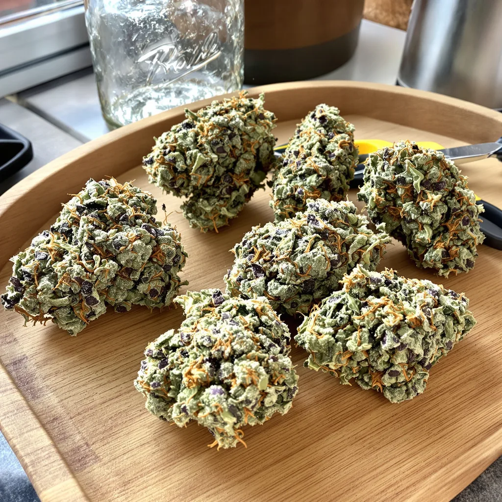 Zashimi 49% indica / 51% sativa — fleur avec trichomes visibles