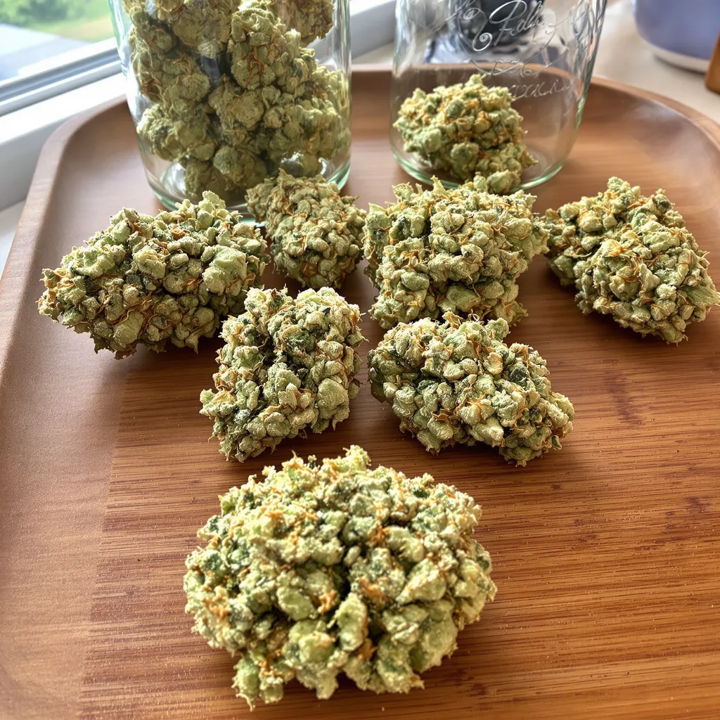 Zen CBD 51% indica / 49% sativa — fleur avec trichomes visibles