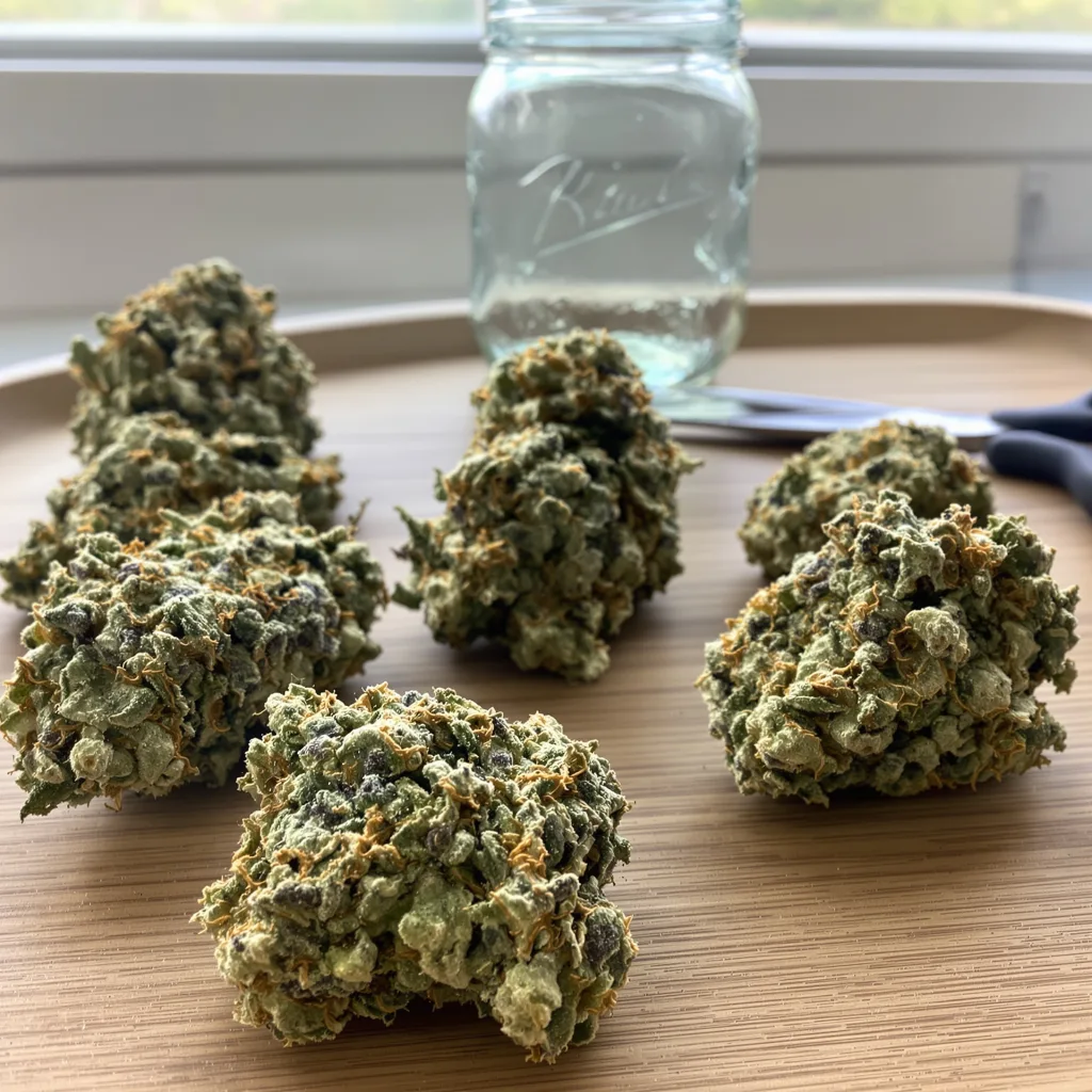 Zkittlez 59% indica / 41% sativa — fleur avec trichomes visibles
